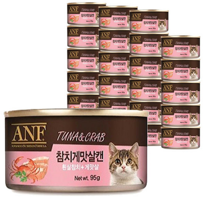 ANF 고양이 간식캔 생선, 혼합맛(흰살참치/게맛살), 95g, 24개