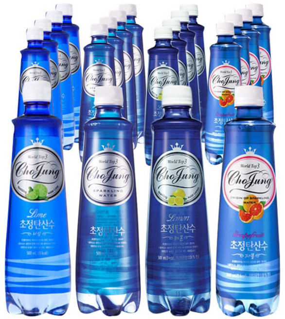 초정탄산수 4종 세트, 탄산수 라임 500ml 5개 + 플레인 500ml 5개 + 자몽 500ml 5개 + 레몬 500ml 5개, 1세트, 500ml