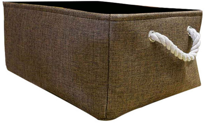 블럭마트 린넨 사각 정리 바스켓, 다크브라운, 1개