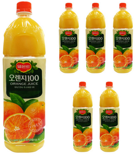 델몬트 오렌지100 주스, 1.5L, 6개