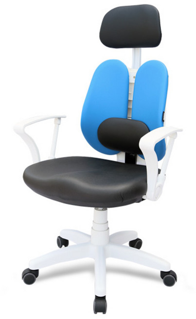체어포커스 엔젤화이트CW 고급 요추 헤더형 인조가죽 사무용의자, 블루