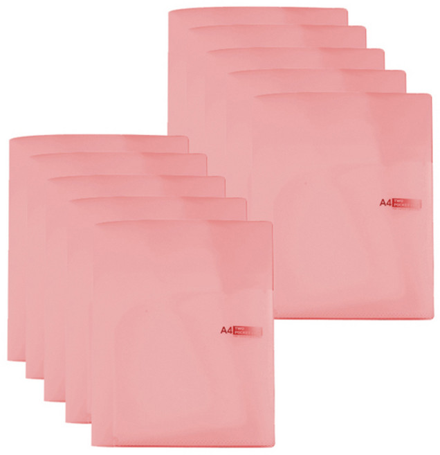 희망화일 반투명 투포켓화일 0.4T, 분홍, 10개