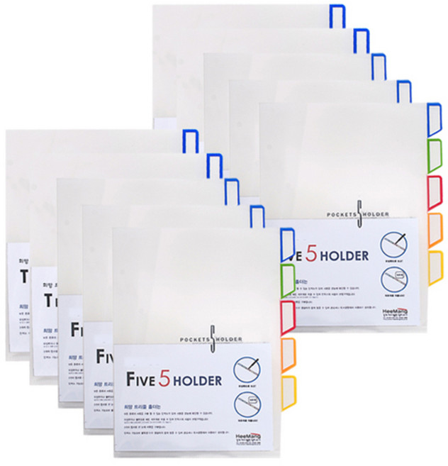 희망사무포인트 5분류 인덱스홀더, 혼합 색상, 10개입