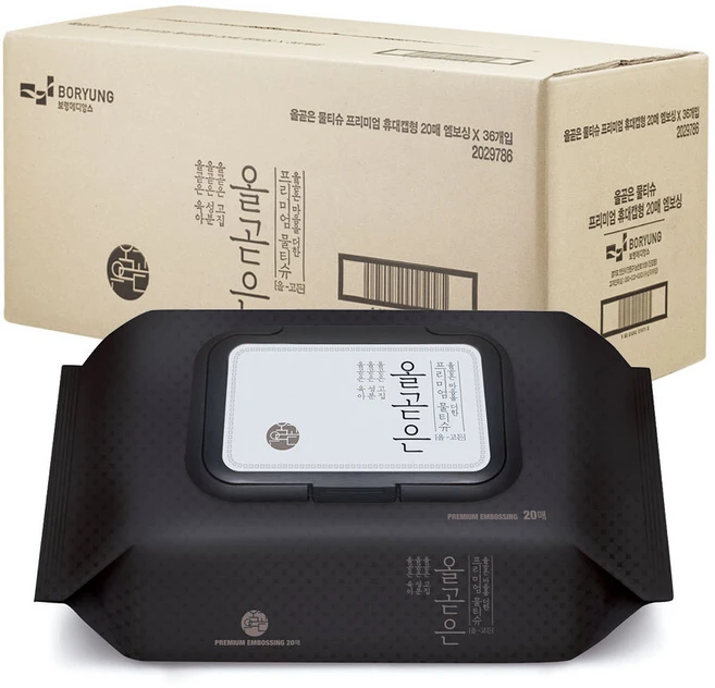 올곧은 프리미엄 유아물티슈 플레인 휴대캡형 75평량, 75g, 20개입, 36개 - 쿠팡