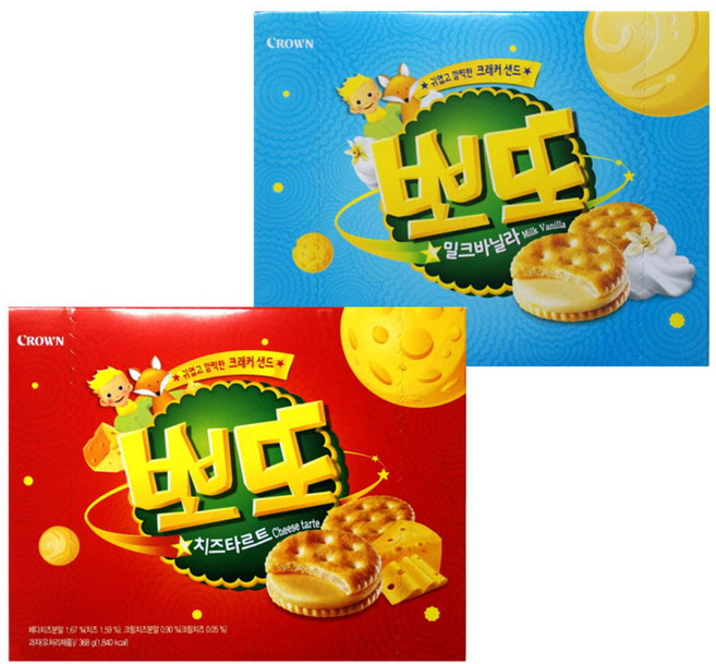 크라운 뽀또 치즈타르트 + 밀크바닐라, 1세트, 368g