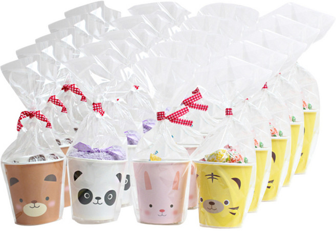 애니멀 종이컵 20p + 포장opp 20p + 체크타이 20p, 1세트