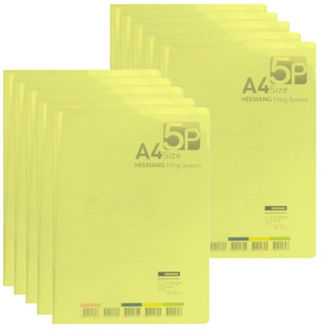 희망사무포인트 내추럴 크리어 화일 5P 내지 고정형, 노랑, 10개입