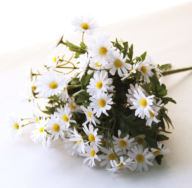 River Green 人造花 仿真雛菊, 白色