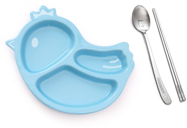 홈애니 어른세트 병아리, 1세트, 나눔접시 + 어른 숟가락 + 젓가락