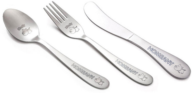 홈애니 국산 아동 양식기세트 스푼+포크+브래드나이프, 돼지, 1세트