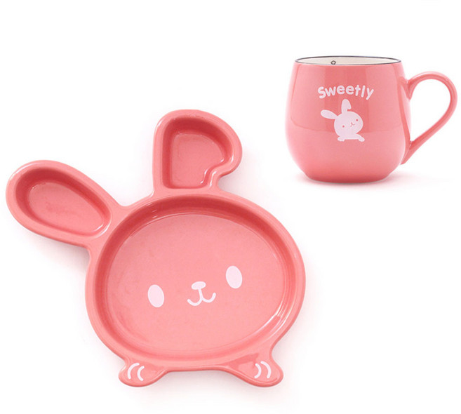 홈애니 디저트세트 토끼, 1세트, 식판 + 머그