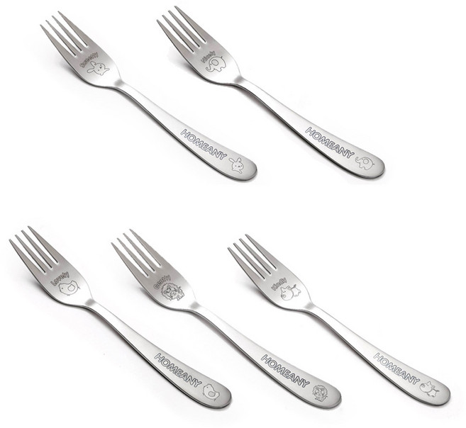 홈애니 국산 어린이포크 5종 세트, 1세트, 포크 토끼 + 코끼리 + 병아리 + 사자 + 돼지