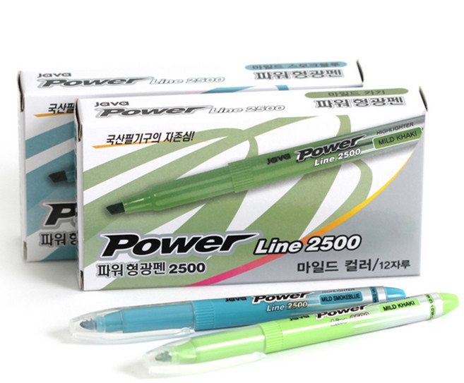 자바펜 파워라인 형광펜 시리즈 마일드 카키 +블루, 카키+블루, 24개