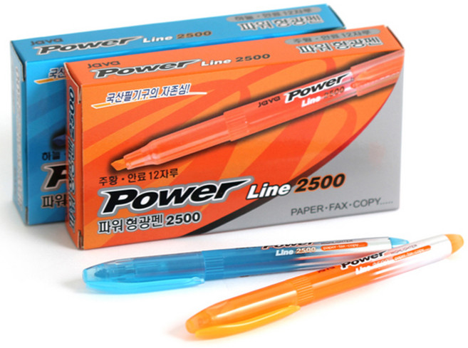 자바펜 파워라인 형광펜 시리즈 오리지널, 주황 + 파랑, 24개