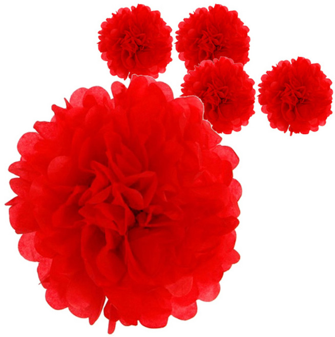 파티팡 폼폼 모빌 장식 5p, 레드