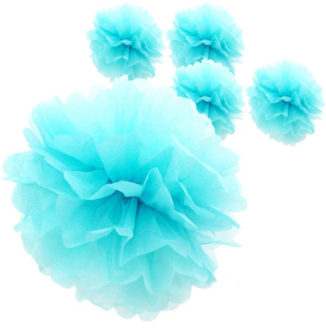 파티팡 폼폼 모빌 장식 5p, 라이트블루