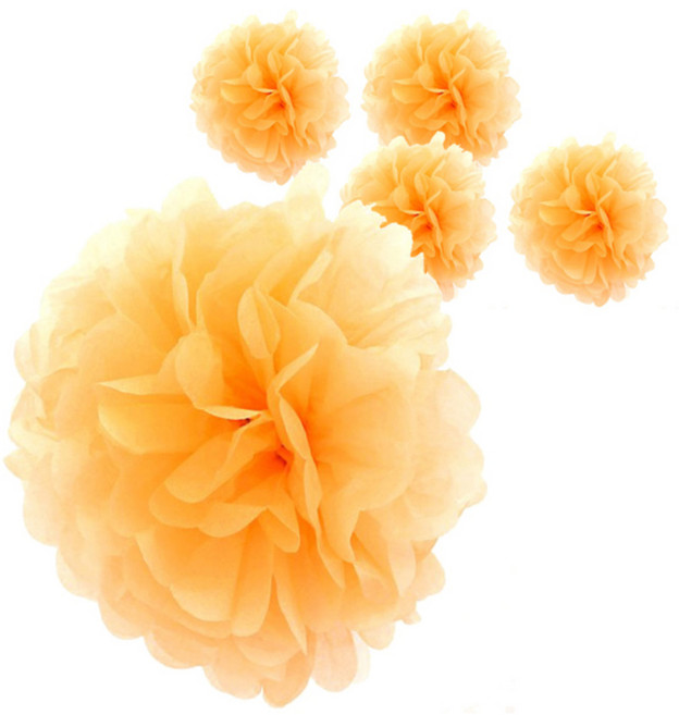 파티팡 폼폼 모빌 장식 5p, 오렌지