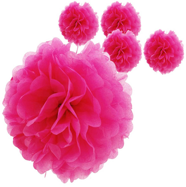 파티팡 폼폼 모빌 장식 5p, 핫핑크