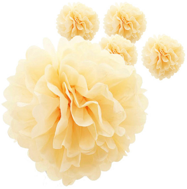 파티쇼 폼폼 모빌 장식 5p, 아이보리