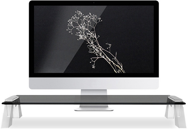 천하지엘씨 스마트독브릿지 컴팩트 모니터 받침대, 화이트 + 블랙유리, 1개