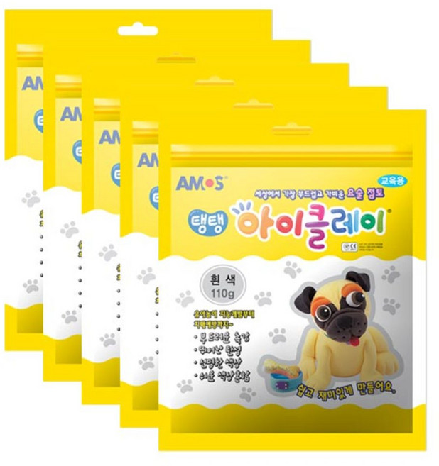 아모스 탱탱 아이클레이 파우치 5p, 흰색, 110g, 5개
