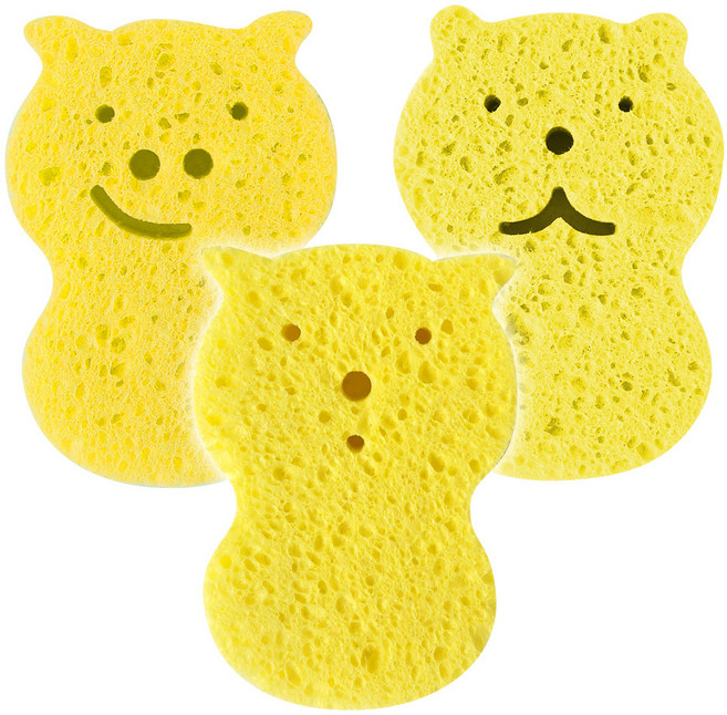 퍼펙션 순식물성 목욕스펀지, 옐로우, 3개