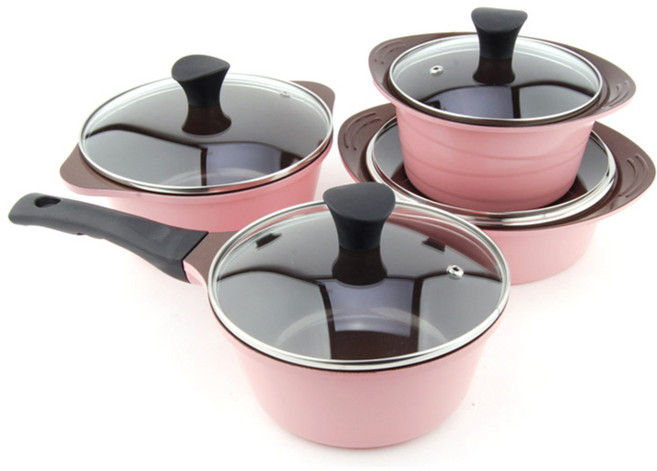 키친아트 본 세라믹 냄비 세트, 핑크, 편수 18cm + 양수 16cm + 양수 20cm + 전골 20cm, 4개