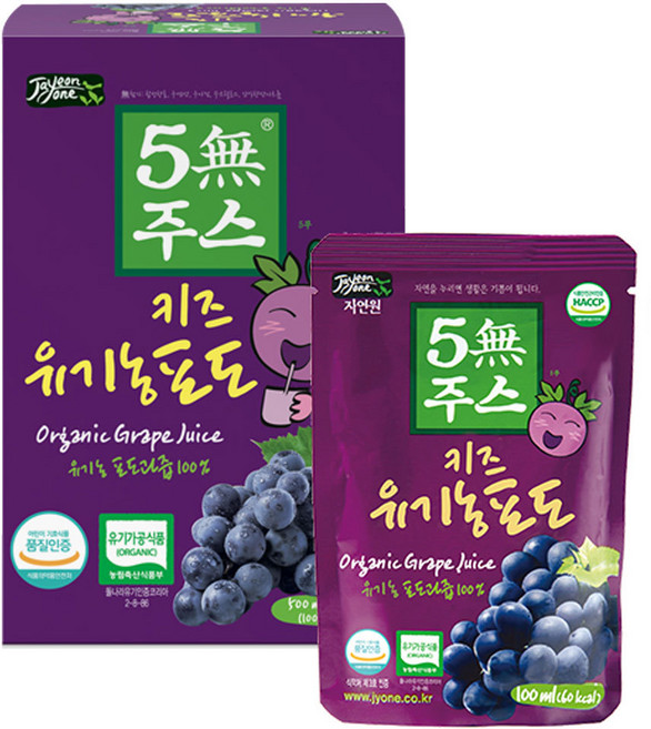 자연원 5무 주스 키즈 포도, 5개, 100ml