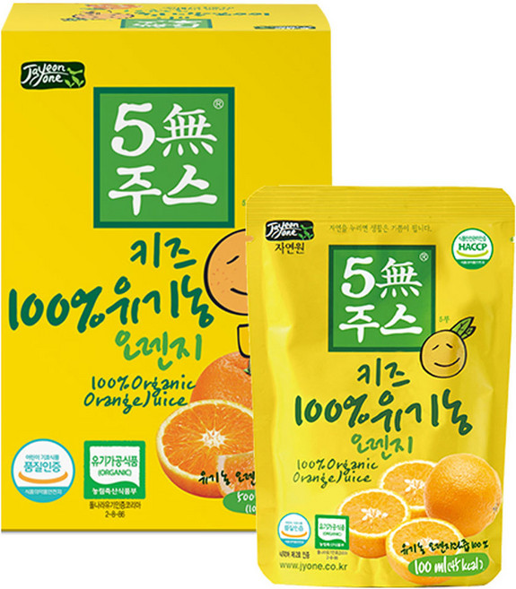 자연원 5무 주스 키즈 100% 오렌지, 100ml, 5개