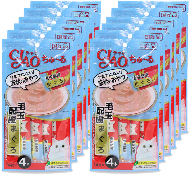챠오츄르 고양이 짜먹는 간식, 헤어볼 참치, 12개, 56g