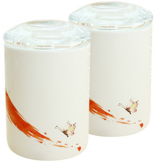 엘케이메이드 나비향기 레드 도자기 밀폐 양념통 4p, 1개