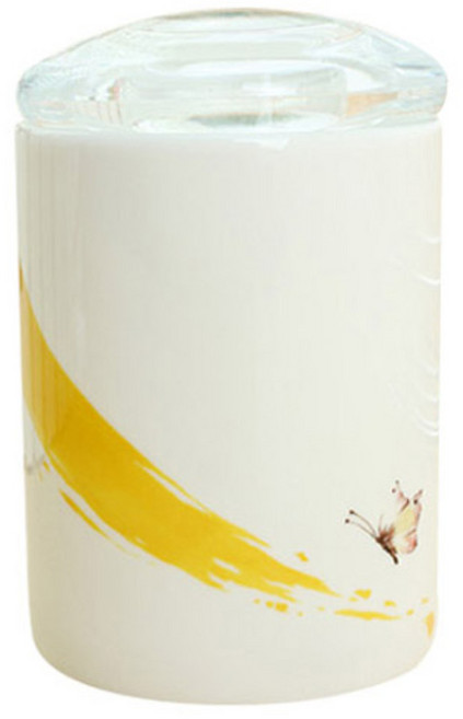 엘케이메이드 나비향기 옐로우 도자기 밀폐 양념통 2p, 1개