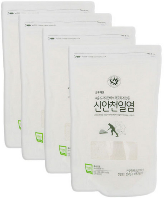 초록마을 신안 천일염, 500g, 4개