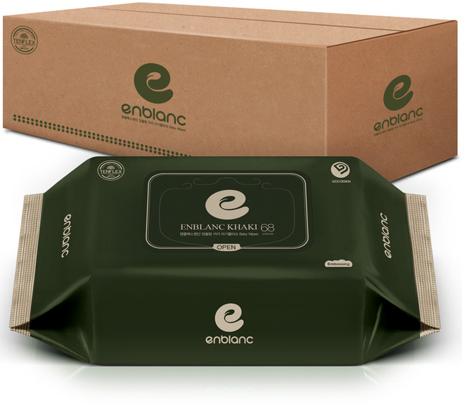 앙블랑 프리미엄 아기물티슈 카키 캡형 82평량, 77g, 68매, 10세트