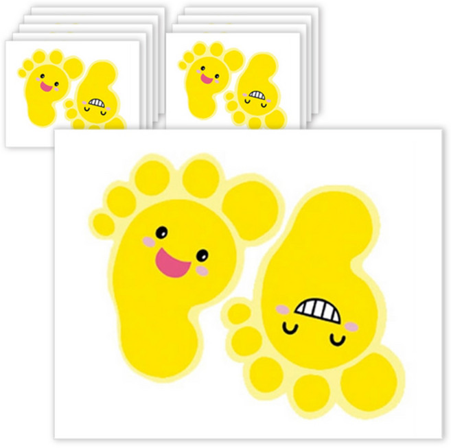 환타스틱스 바닥꾸미기 발바닥 스티커 5장 x 2p, 노랑, 16.5 x 14 cm