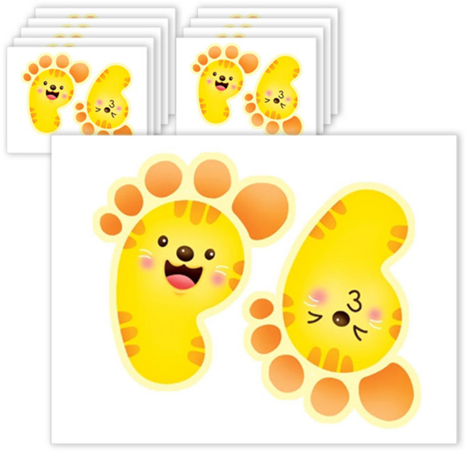 환타스틱스 바닥꾸미기 발바닥 스티커 5장 x 2p, 노랑고양이, 16.5 x 14 cm