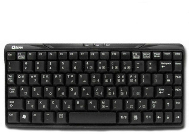 큐센 USB 컴팩트 미니 유선 텐키리스 키보드, 블랙, GP-K7000