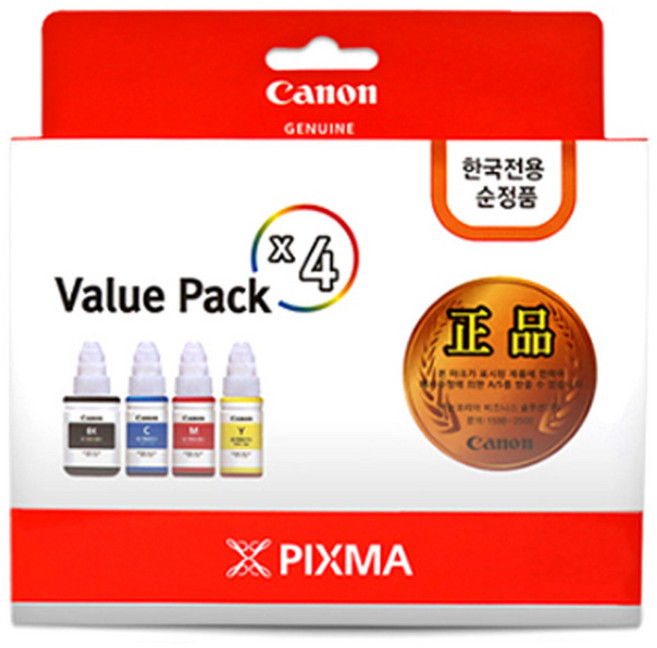 캐논 GI-990 잉크 카트리지 Value Pack, PBK (블랙), C(시안), M(마젠타), Y(옐로우), 1세트