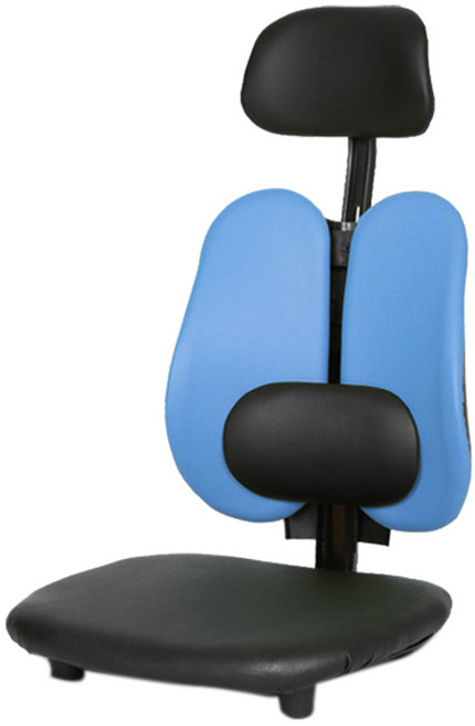체어포커스 기능성 엔젤좌식 G06 요추 헤드 의자 인조가죽, 스카이블루
