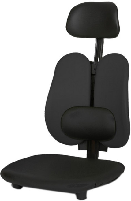 체어포커스 기능성 엔젤좌식 G06 요추 헤드 의자 인조가죽, 다크블랙