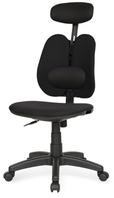 체어포커스 엔젤 ZC 팔무 요추헤더형 의자 패브릭원단, 블랙