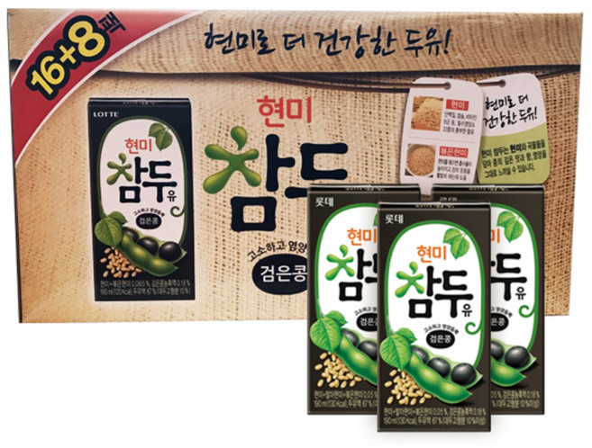 롯데칠성음료 검은콩 참 두유, 190ml, 24개