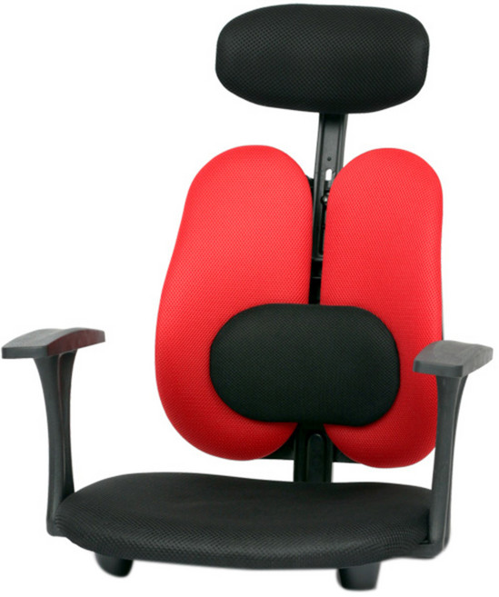 체어포커스 기능성 엔젤 G07 요추형 팔걸이 헤드 좌식의자 패브릭원단, 레드