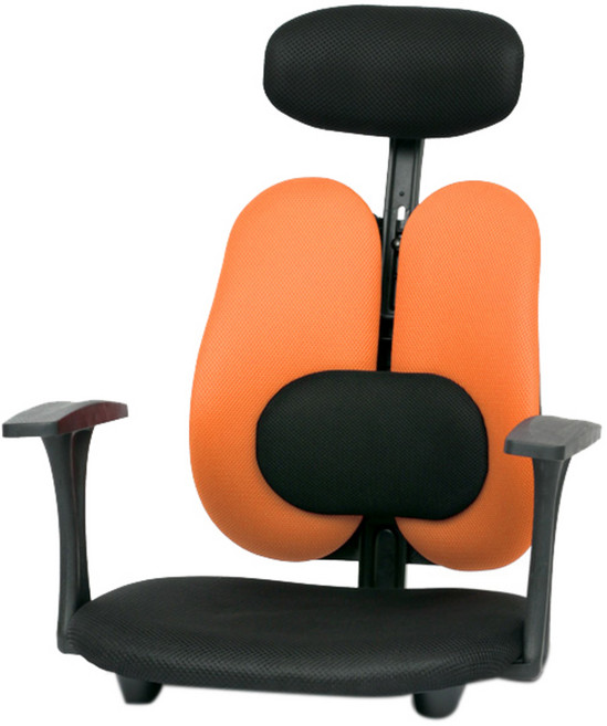 체어포커스 기능성 엔젤 G07 요추형 팔걸이 헤드 좌식의자 패브릭원단, 오렌지