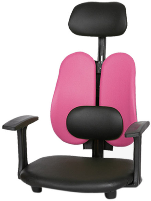 체어포커스 기능성 엔젤 G07 요추형 팔걸이 헤드 좌식의자 PU 인조가죽, 화사한핑크