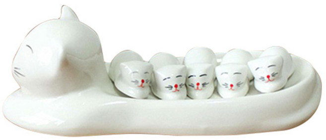 블럭마트 주방 수저받침 세트, 고양이, 1세트