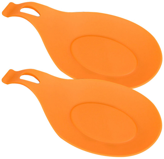 블럭마트 주방 실리콘 국자받침, 오렌지, 2개입