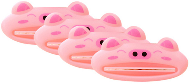 블럭마트 욕실 치약짜개 4p, 핑크돼지, 1세트