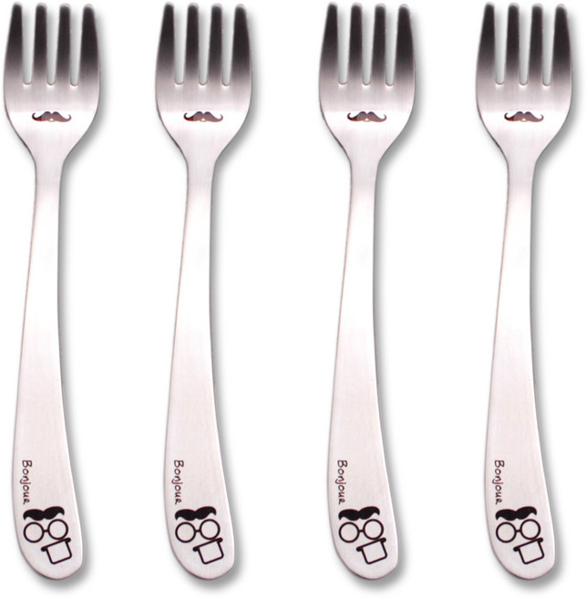 라온누리 봉쥬키친 유아 포크 롱, 혼합색상, 4개