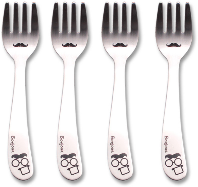 라온누리 봉쥬키친 유아 포크 일반, 혼합색상, 단품, 4개